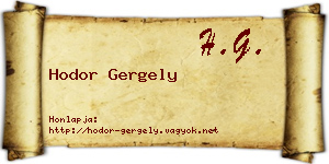 Hodor Gergely névjegykártya